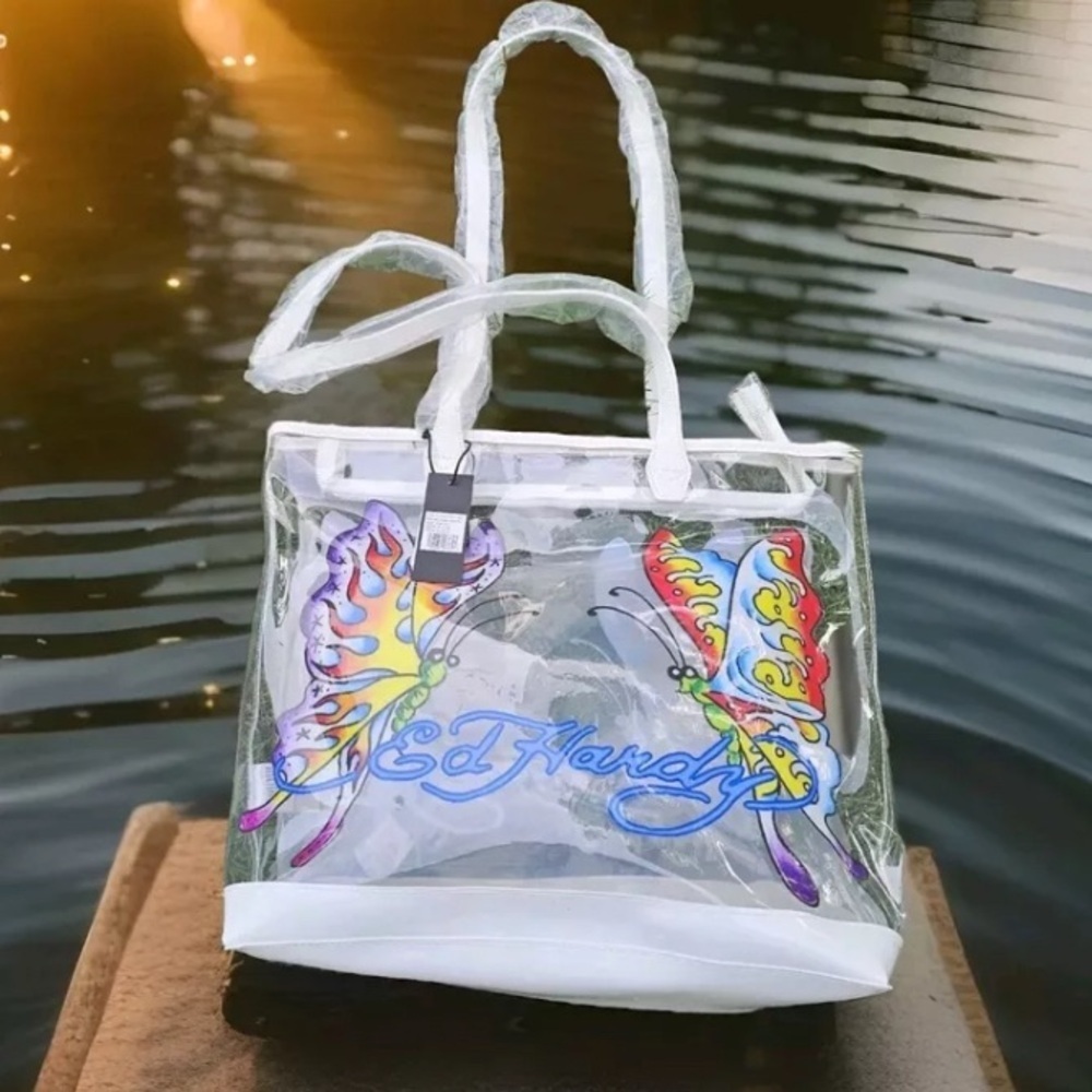 Ed Hardy Butterfly Clear Tote Bag NWT 🦋 MSRP $159 - Picture 7 of 16